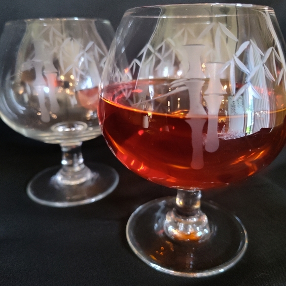 Set Of Noritake Sasuke Etched Crystal Bamboo MCM Brandy Snifter (3), Japan - Picture 3 of 5